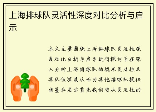 上海排球队灵活性深度对比分析与启示